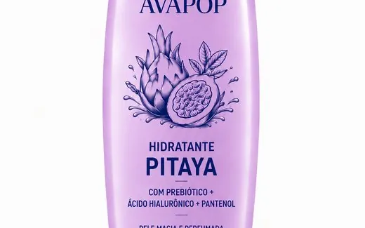 Frascos de hidratante Avapop nas quatro fragrâncias