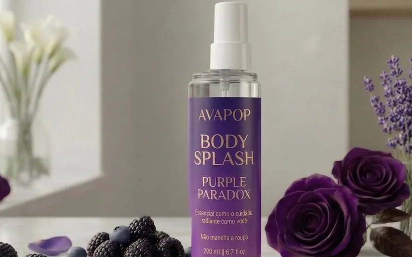 Body Splash Avapop com flores ao fundo